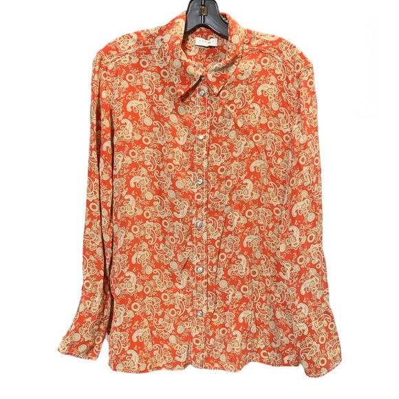 SANDRO Lanni Silk Paisley Patterned Long Sleeve Button-Down Blouse,Size 3FR/ 8US - Picture 6 of 17